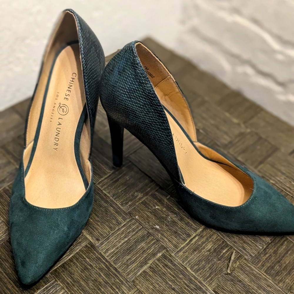 Faux leather & suede high heels